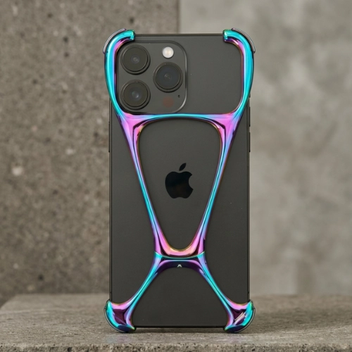 Stylish frameless multicolor metal bumper iPhone case Zurich with rainbow aluminum frame and open back design protecting corners and camera