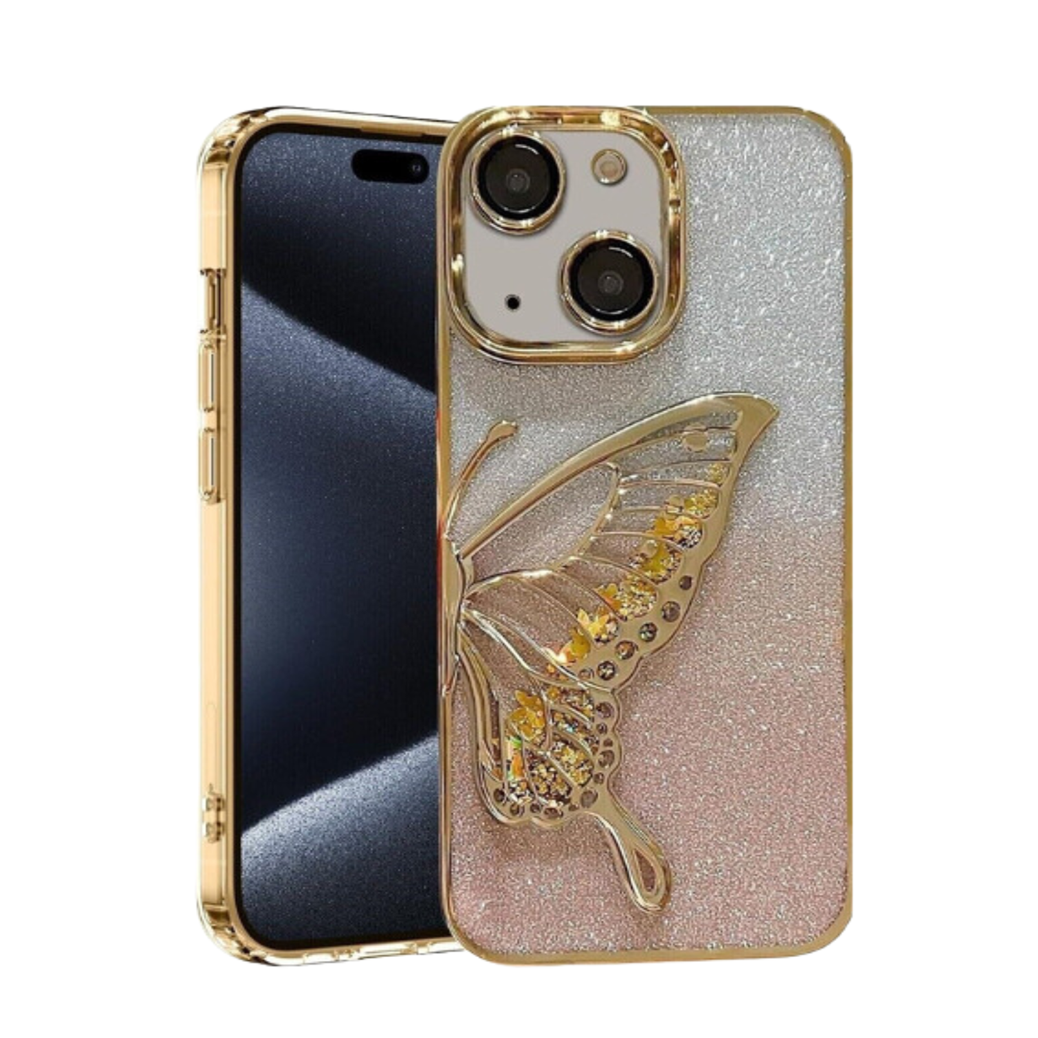 3D Butterfly Quicksand iPhone Case – Liquid Glitter Shockproof Stylish Cover - Image 3