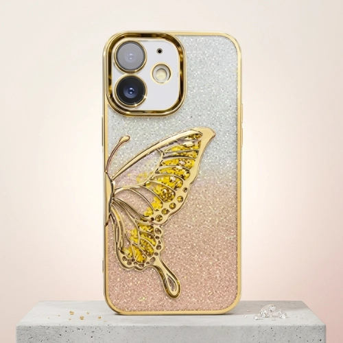 3D Butterfly Quicksand iPhone Case with liquid glitter design – stylish shockproof protective cover