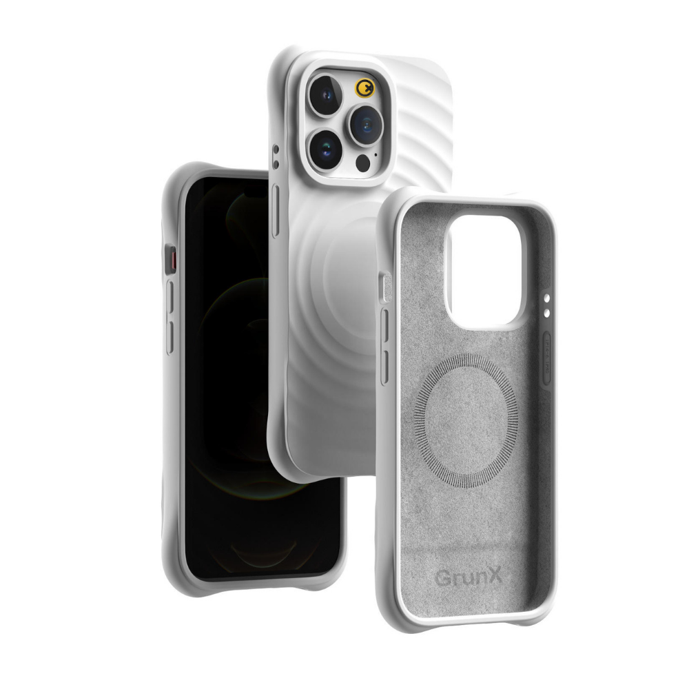 3D Wave Pattern White Liquid Silicone iPhone Case – Snow (Slim, Shockproof & Soft Touch) - Image 4