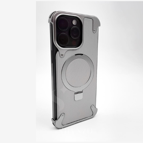 Metal MagSafe Stand iPhone Case Messi – Bezel-Less Aluminum Cover with Leather & Kickstand - Image 5