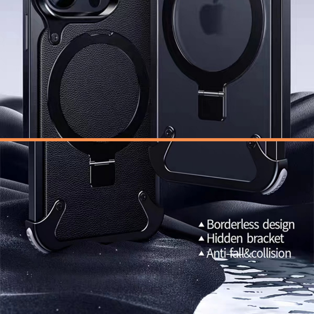 Leather MagSafe Stand iPhone Case – Black Milan (Premium Bezel-Less Protective Cover) - Image 4