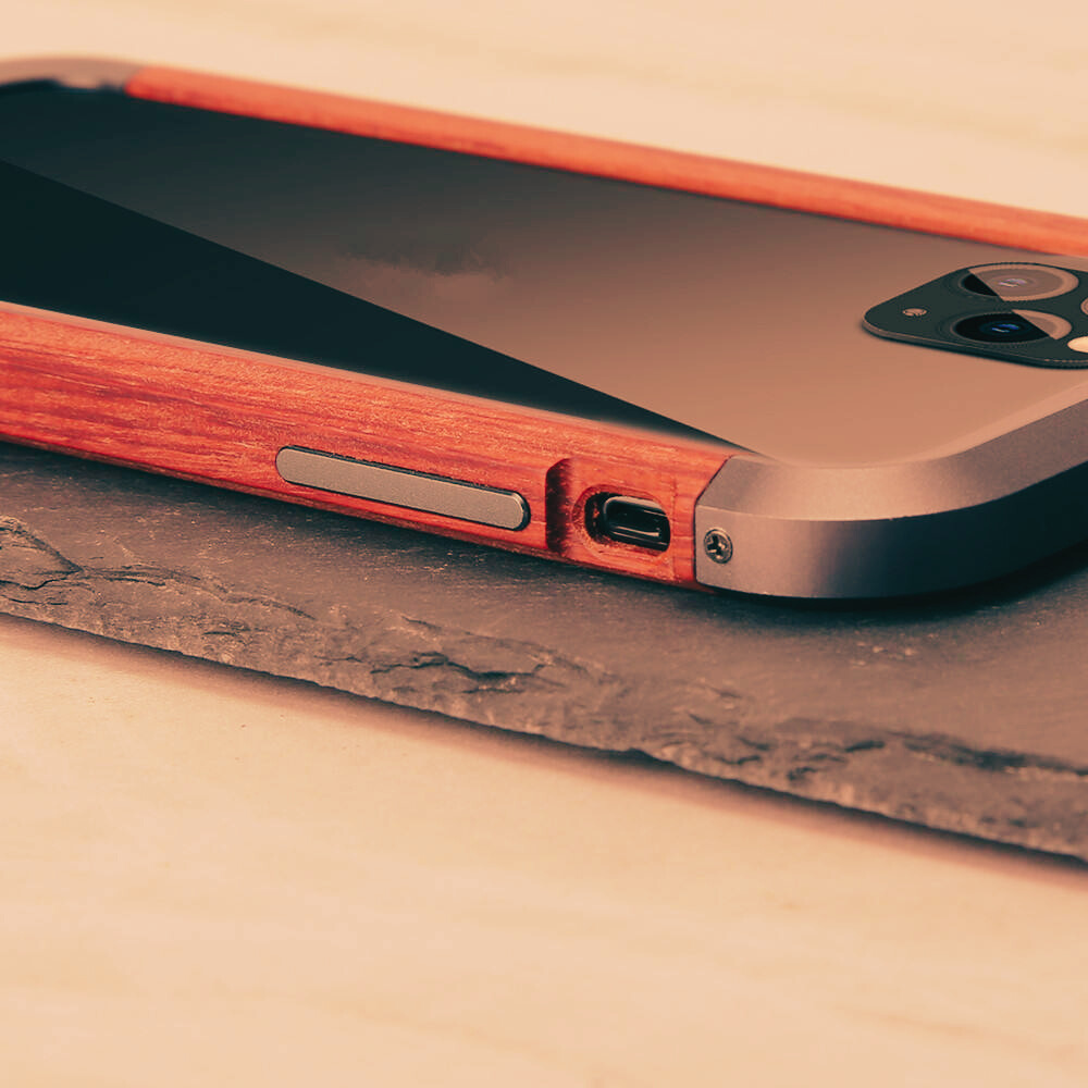 Natural Rosewood & Metal Bumper iPhone Case – Luxury Wooden Shockproof Cover – Amazon - Image 7