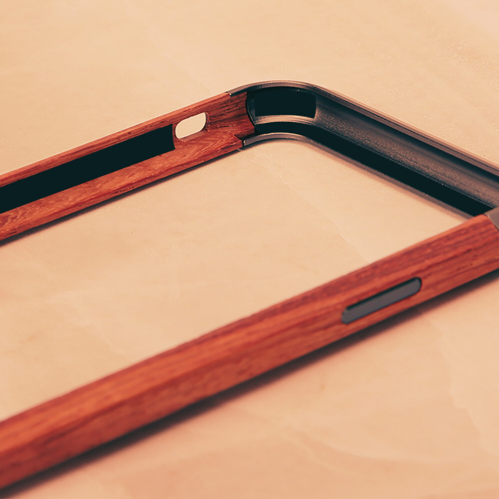 Natural Rosewood & Metal Bumper iPhone Case – Luxury Wooden Shockproof Cover – Amazon - Image 5