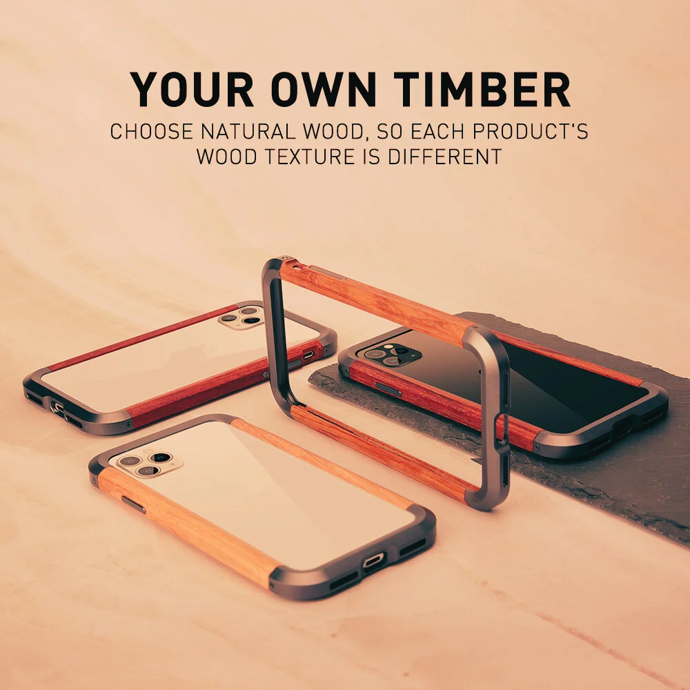 Natural Rosewood & Metal Bumper iPhone Case – Luxury Wooden Shockproof Cover – Amazon - Image 10