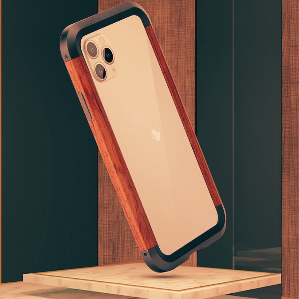 Natural Rosewood & Metal Bumper iPhone Case – Luxury Wooden Shockproof Cover – Amazon - Image 6