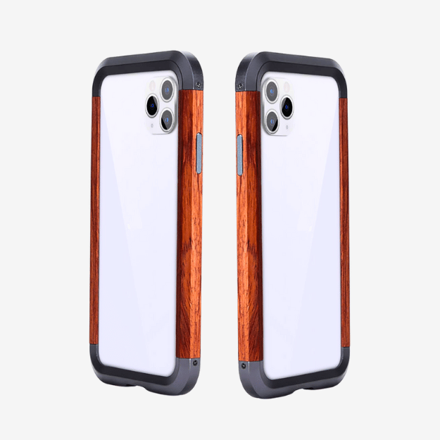 Natural Rosewood & Metal Bumper iPhone Case – Luxury Wooden Shockproof Cover – Amazon - Image 4