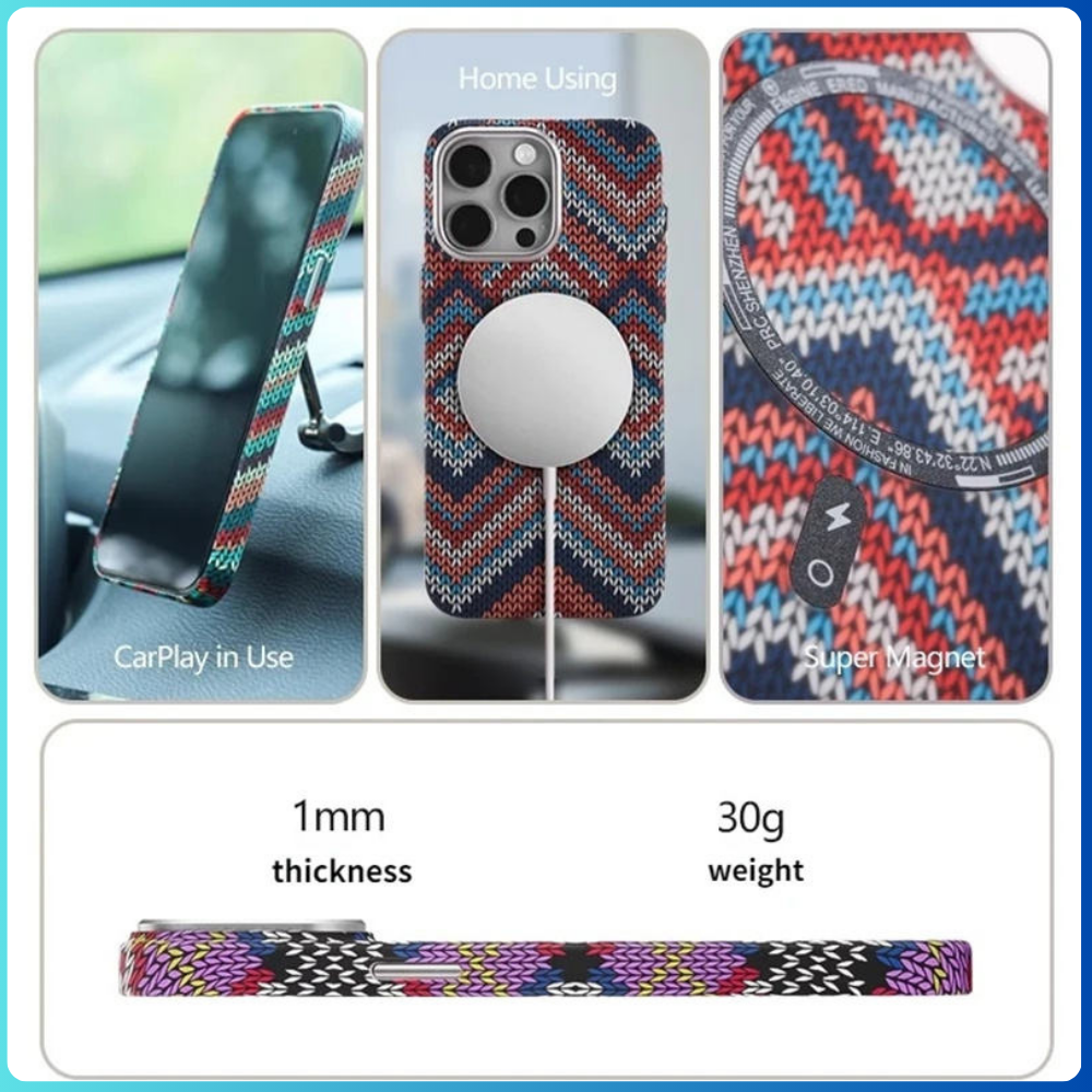 Night Light Magnetic Carbon Fiber iPhone Case – MagSafe Glow Shockproof Cover – Blue – Award - Image 8