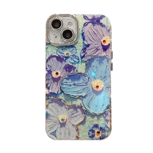 Colorful Butterfly Blue Flower iPhone Case – Eliza | Retro Art Diamond Shockproof Cover - Image 2