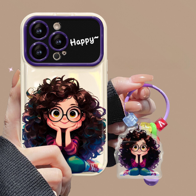 Cute Curly Hair Shockproof Pink iPhone Case – Zoya - Image 2