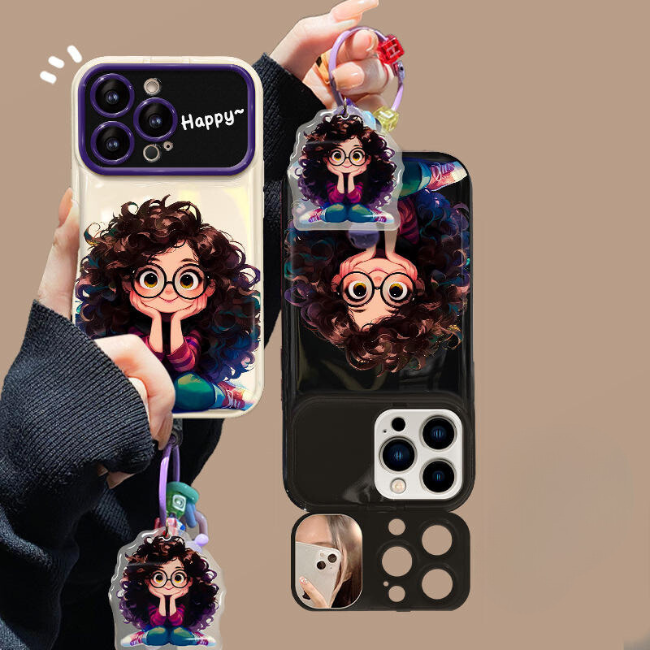 Cute Curly Hair Shockproof Pink iPhone Case – Zoya - Image 8