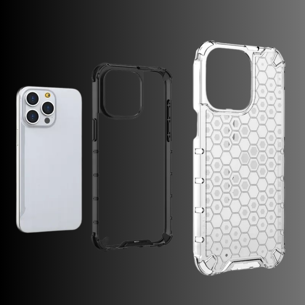 Translucent Honeycomb Shockproof iPhone Case – Slim Armor Clear Protective Cover – Honeycom - Image 6
