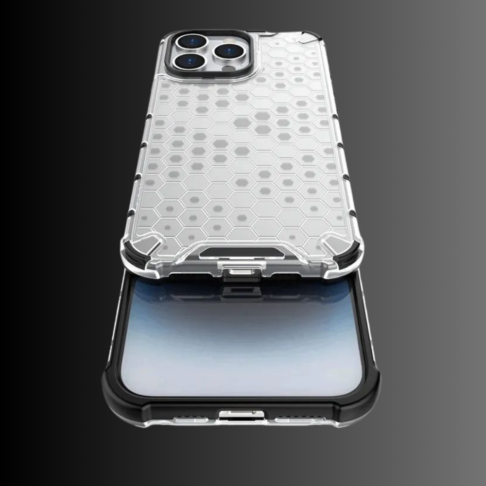 Translucent Honeycomb Shockproof iPhone Case – Slim Armor Clear Protective Cover – Honeycom - Image 10