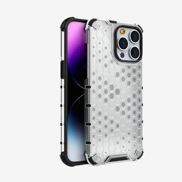 Translucent Honeycomb Shockproof iPhone Case – Slim Armor Clear Protective Cover – Honeycom - Image 4