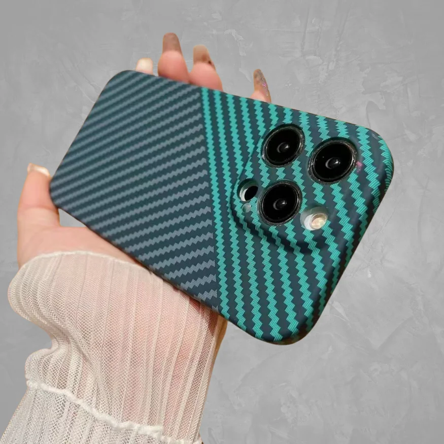 Ultra-Slim Magnetic Carbon Fiber iPhone Case with Leather Finish & Shockproof Protection – Jade - Image 5