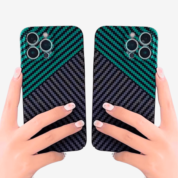 Ultra-Slim Magnetic Carbon Fiber iPhone Case with Leather Finish & Shockproof Protection – Jade - Image 4