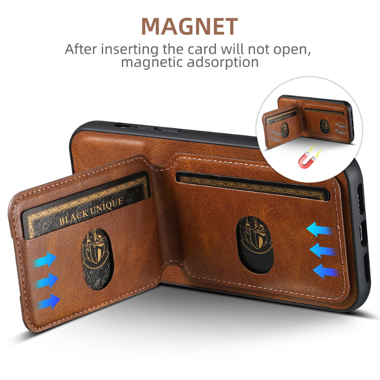 Premium Leather Wallet Cardholder Brown iPhone Case – Rush - Image 10