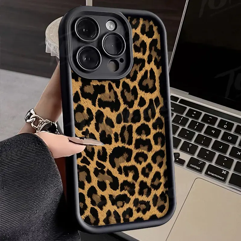 Leopard Print iPhone Case – Trendy Brown Shockproof Slim Cover - Luna - Image 4