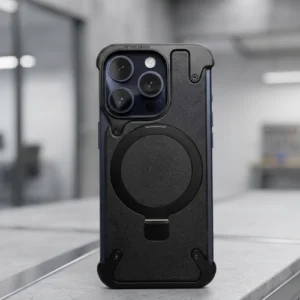 Black rugged magnetic iPhone case with camera protection and shockproof design