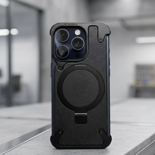 Black rugged magnetic iPhone case with camera protection and shockproof design
