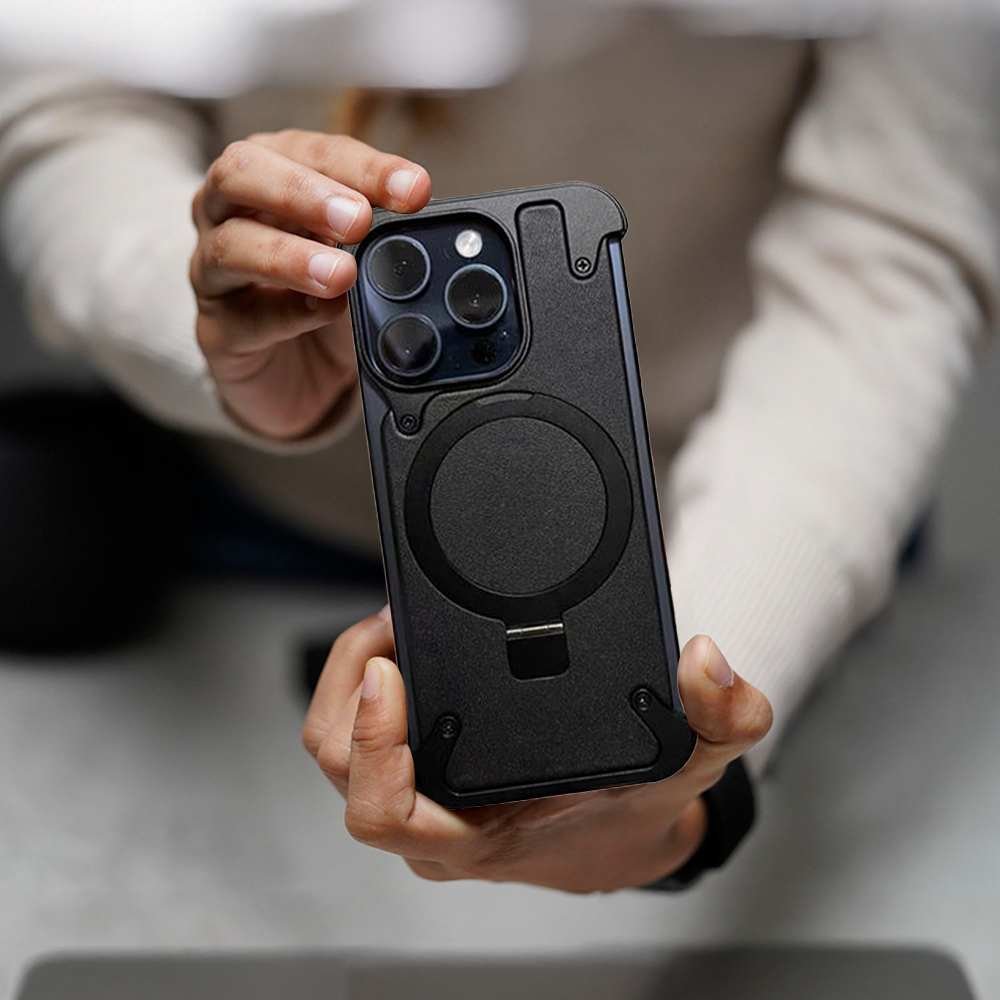 Leather MagSafe Stand iPhone Case – Black Milan (Premium Bezel-Less Protective Cover) - Image 8