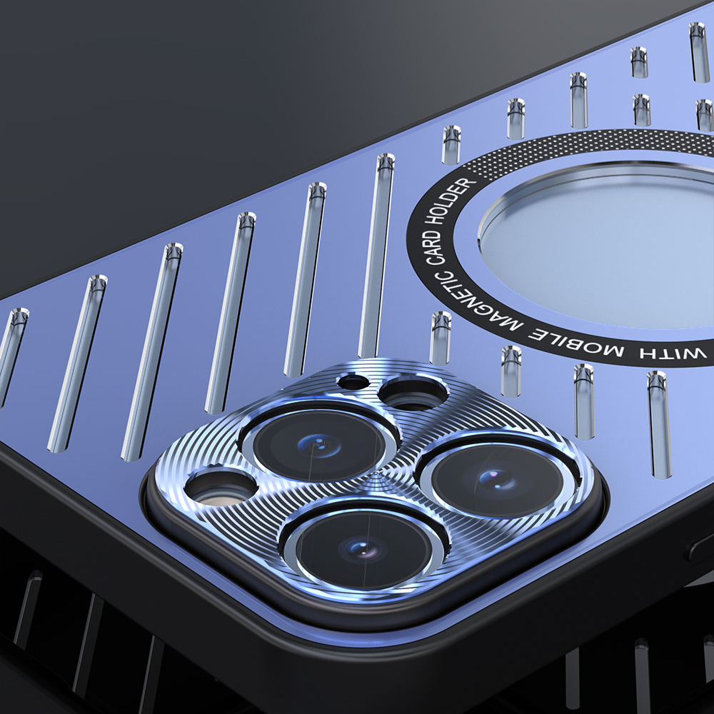 Silver Metal MagSafe iPhone Case with TPU Frame & Heat Dissipation – Ozone - Image 6