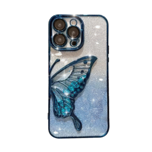 Sparkling 3D Glitter Butterfly Blue iPhone Case – Peacock