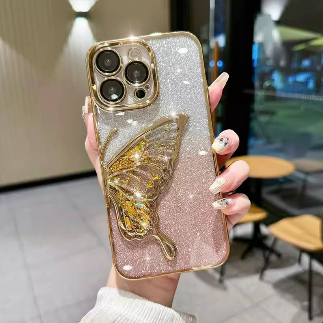 3D Butterfly Quicksand iPhone Case – Liquid Glitter Shockproof Stylish Cover - Image 7