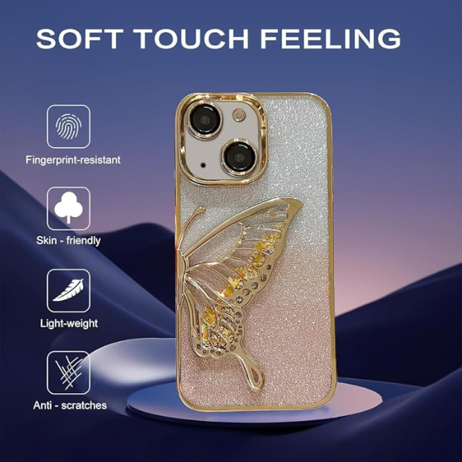 3D Butterfly Quicksand iPhone Case – Liquid Glitter Shockproof Stylish Cover - Image 8