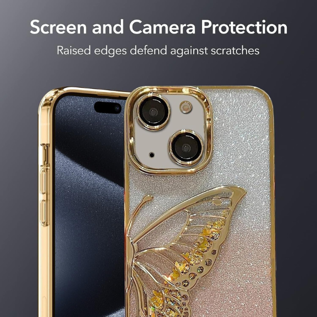 3D Butterfly Quicksand iPhone Case – Liquid Glitter Shockproof Stylish Cover - Image 5