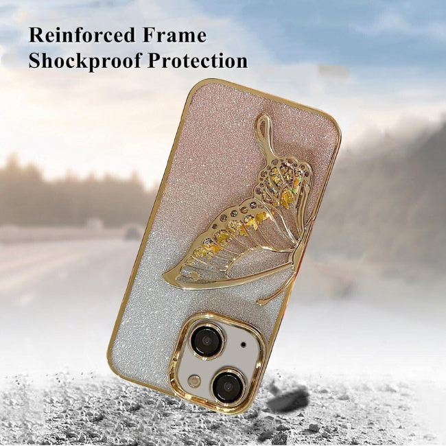 3D Butterfly Quicksand iPhone Case – Liquid Glitter Shockproof Stylish Cover - Image 6