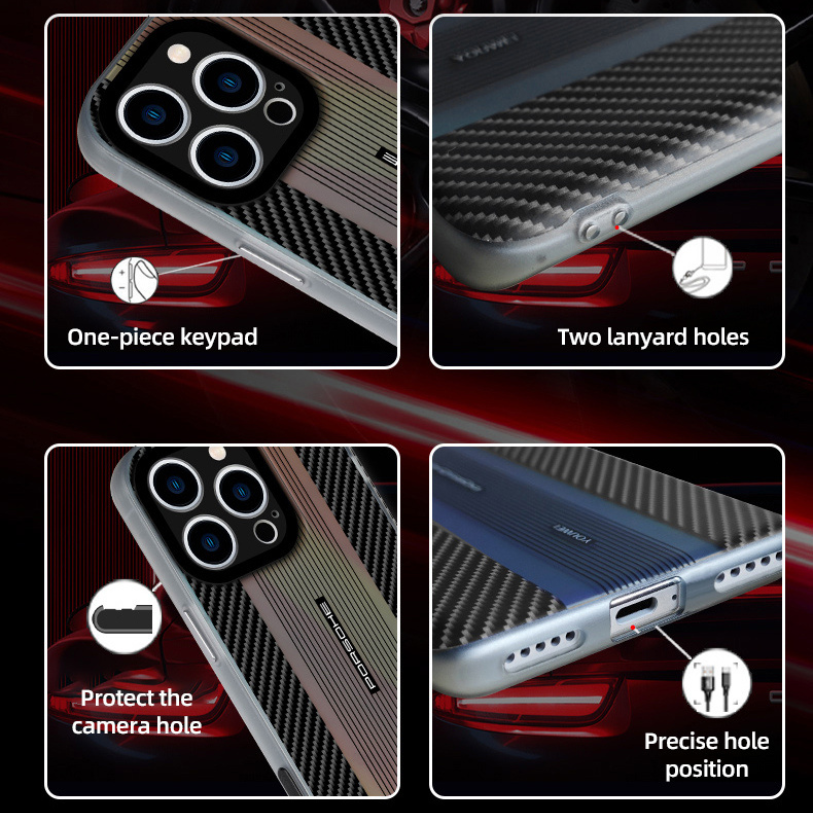 Slim Carbon Fiber Textured iPhone Case with Shockproof Protection – Porsche - Image 8