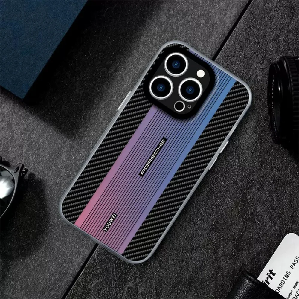 Slim Carbon Fiber Textured iPhone Case with Shockproof Protection – Porsche - Image 5