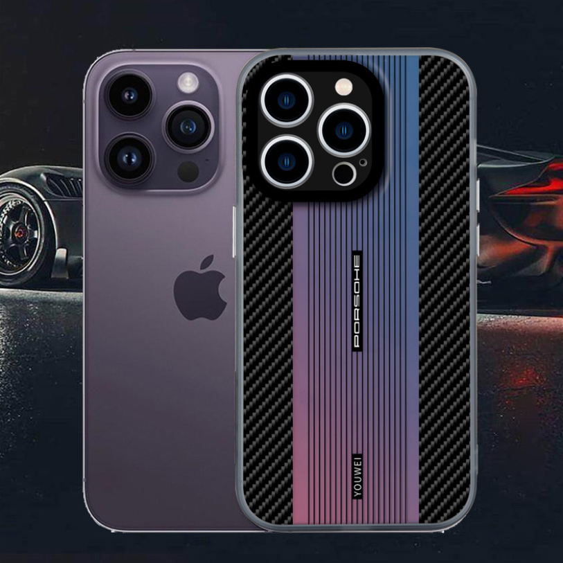Slim Carbon Fiber Textured iPhone Case with Shockproof Protection – Porsche - Image 4