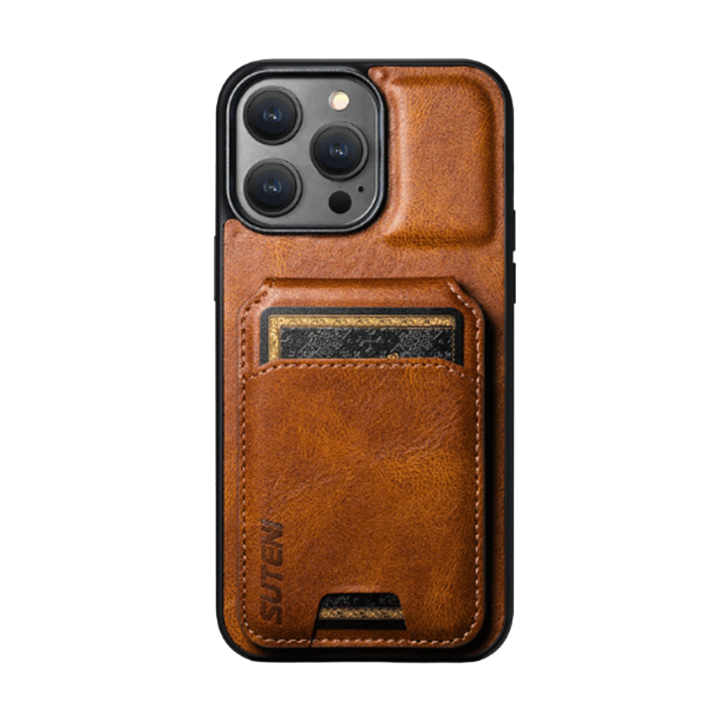 Premium Leather Wallet Cardholder Brown iPhone Case – Rush