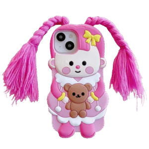 Case and Cover iPhone 16 Pink and White Back View Sandra Aqvica in India