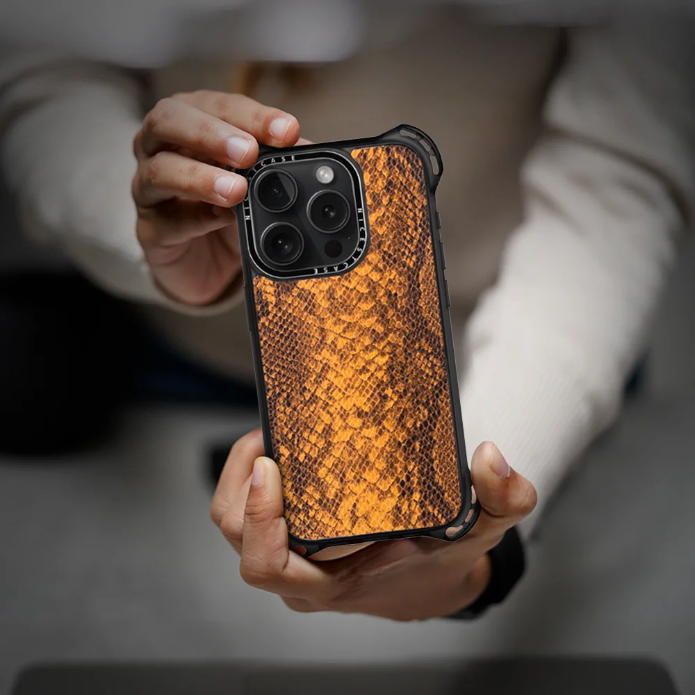 Shockproof Leather iPhone Case with Reinforced Corners & Metal Camera Frame – Tiger - Image 3