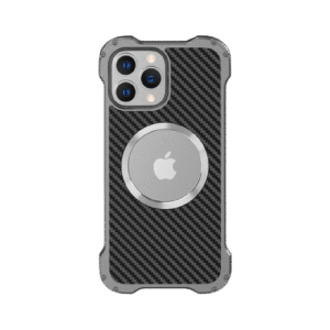 Xman Aluminum Alloy and Carbon Fiber Case for iPhone 15 Pro Max, showcasing the sleek, magnetic, and shockproof protective design.