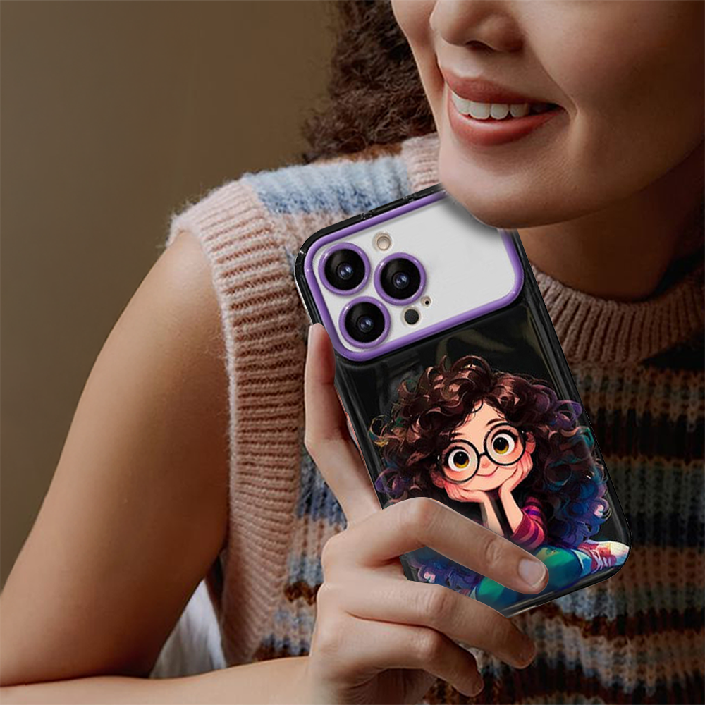 Cute Curly Hair Shockproof Pink iPhone Case – Zoya - Image 10