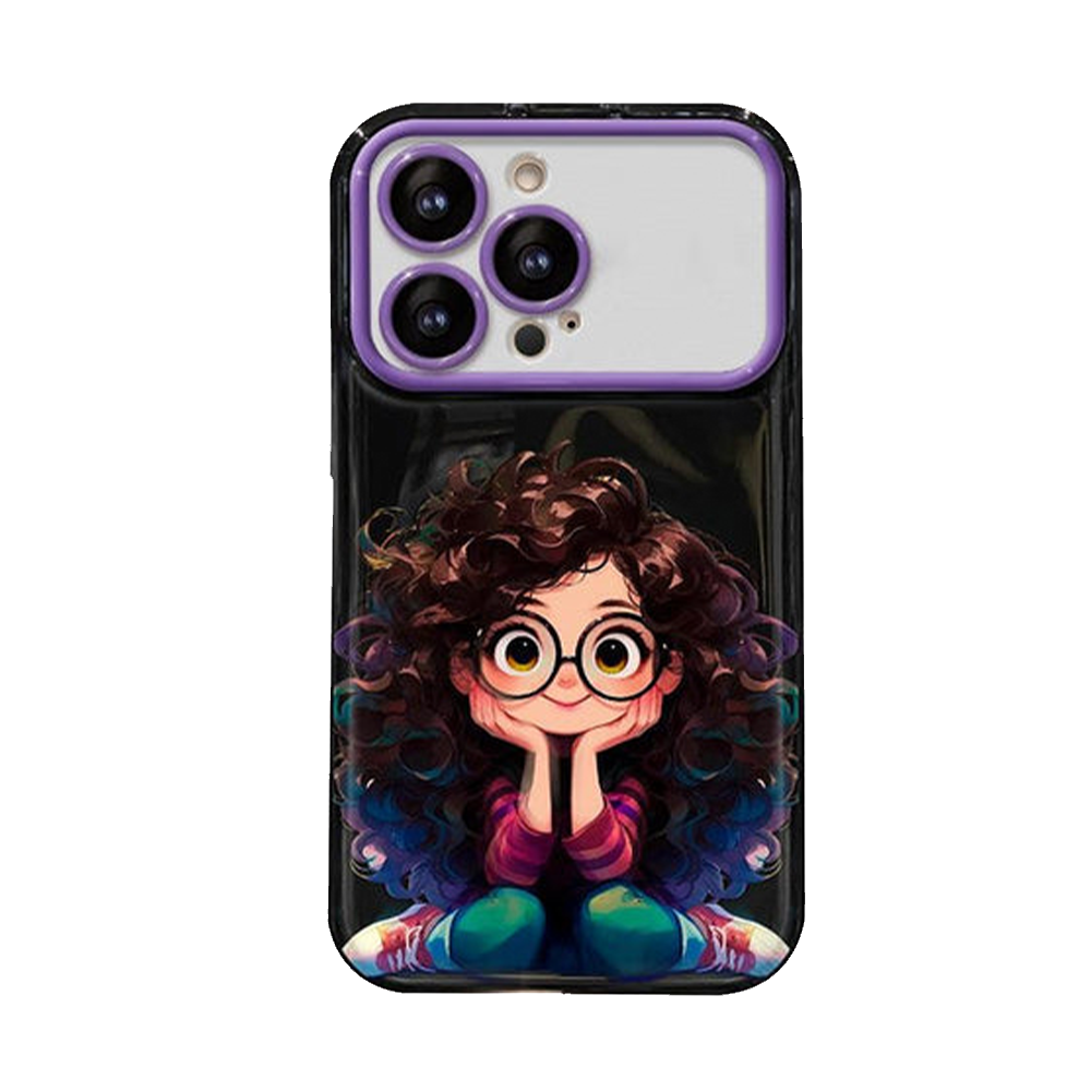 Cute Curly Hair Shockproof Pink iPhone Case – Zoya