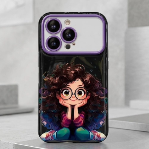 Zoya cute curly hair girl pink iPhone case with mirror and stand, shockproof stylish protective cover