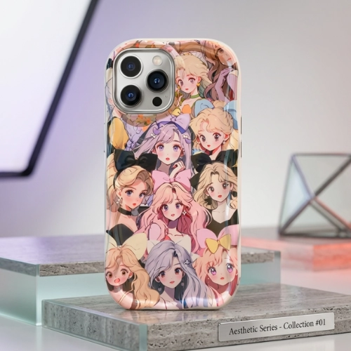 Elegant Women Wave Print White iPhone Case – aesthetic stylish cover with colorful girl illustration design (Alia)