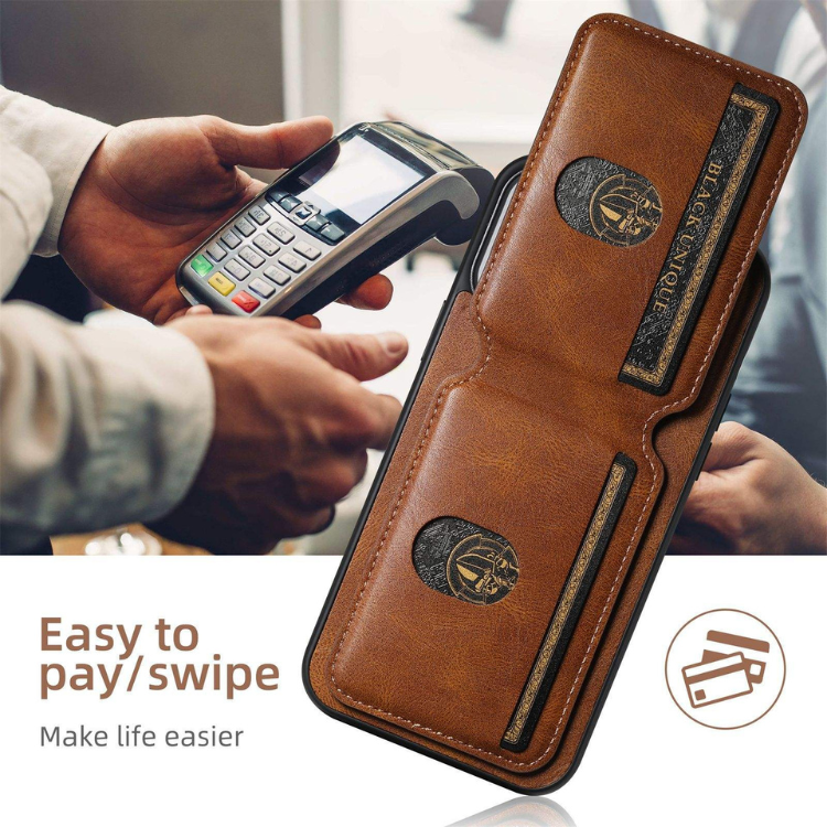 Premium Leather Wallet Cardholder Brown iPhone Case – Rush - Image 4