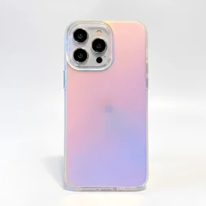 Holographic iridescent iPhone 14 Pro Max case with aurora gradient effect – transparent shockproof cover India