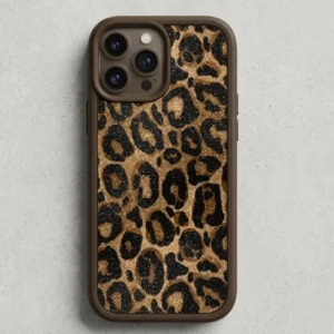 Leopard print iPhone case with brown and black pattern, trendy aesthetic slim shockproof cover, stylish animal print phone case for girls in India