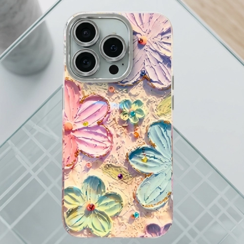 Premium shiny floral iPhone case featuring pastel 3D flowers with glossy finish and bling accents, shockproof protective cover – Alice design
