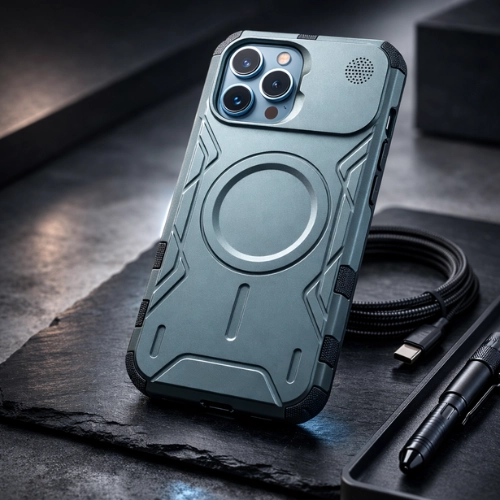 Steel blue MagSafe rugged armour iPhone 12 Pro Max case with military grade protection – heavy duty shockproof cover India