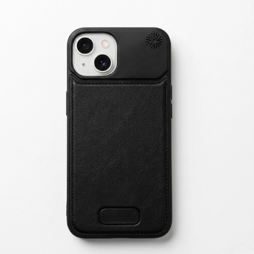 Black aluminium and leather iPhone case with card holder pocket and protective frame – Will Smith design